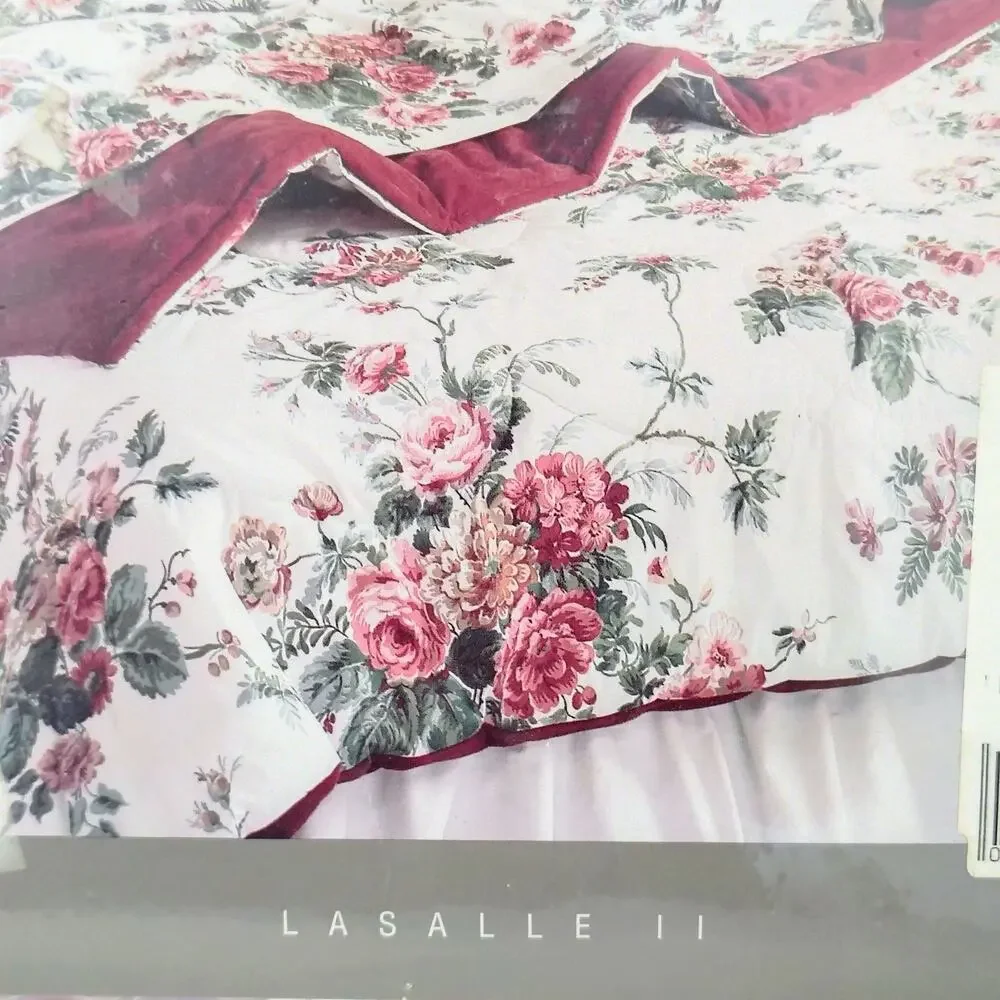 Martex Pink Floral Lasalle II Twin Flat Sheet No Iron Percale Cotton Blend NEW